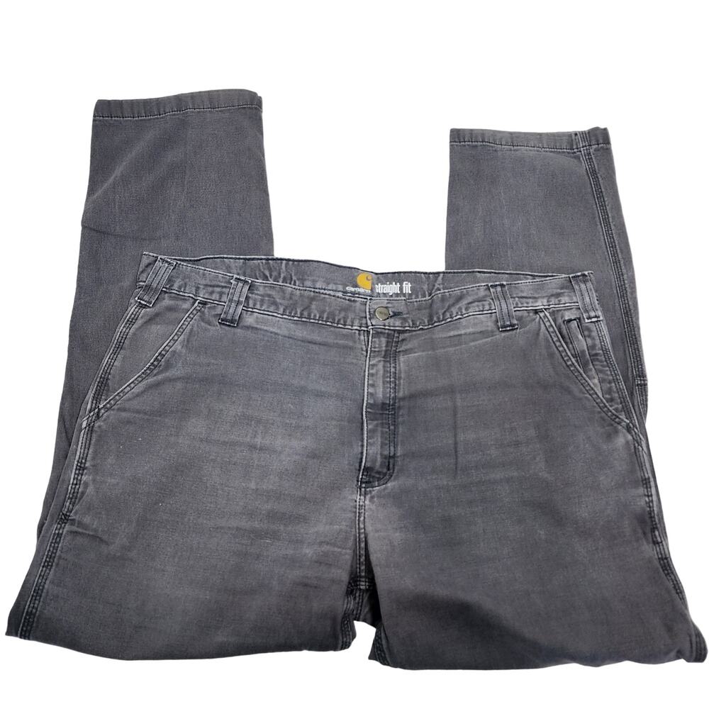 Men's Black Grey Carhartt Straight Fit Jeans Size 42x32